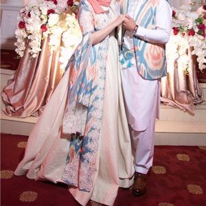 Uzbek bride and groom Abra kaftan and vest